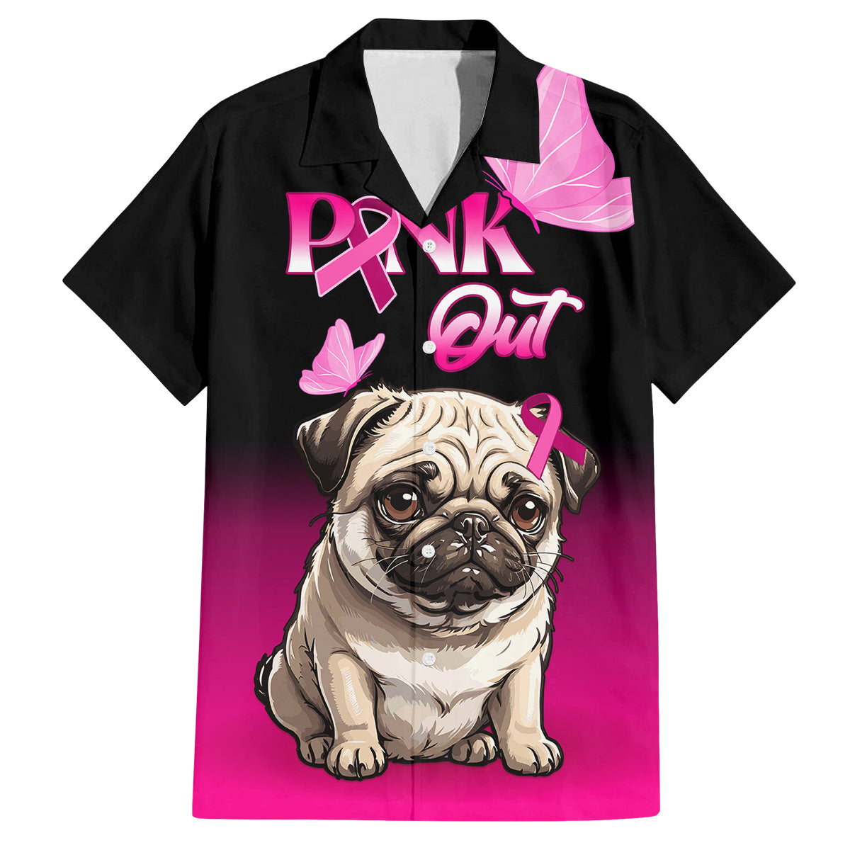 Personalised Pink Out Kid Hawaiian Shirt Pug Dog Breast Cancer Awareness - Wonder Print Shop