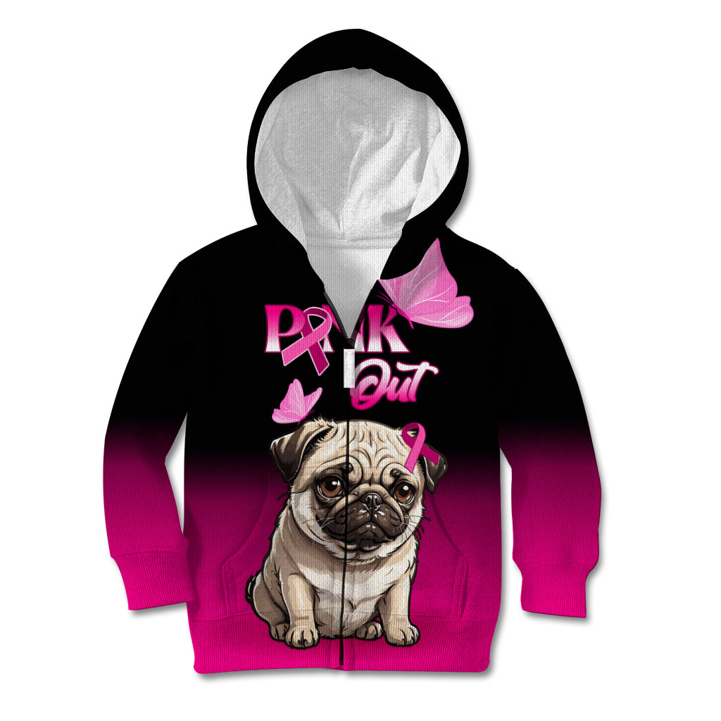 Personalised Pink Out Kid Hoodie Pug Dog Breast Cancer Awareness - Wonder Print Shop