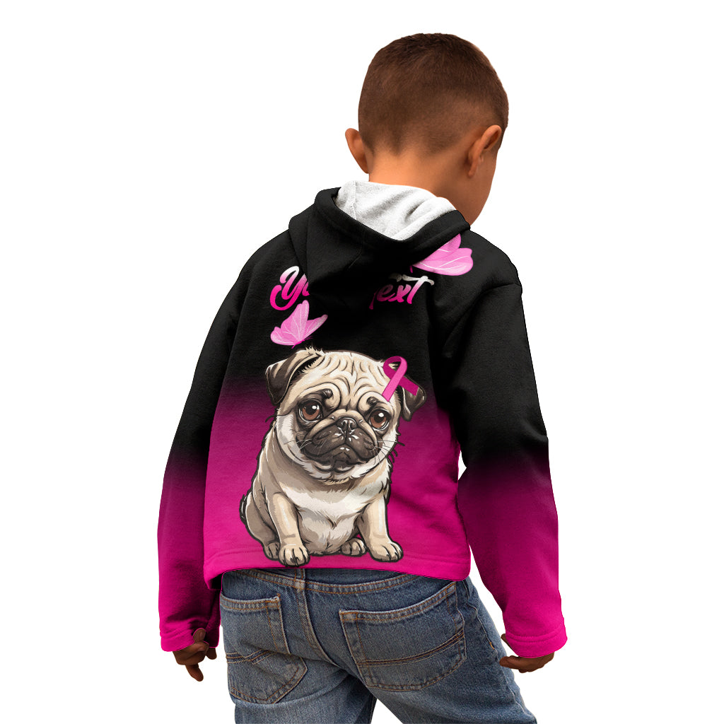 Personalised Pink Out Kid Hoodie Pug Dog Breast Cancer Awareness - Wonder Print Shop
