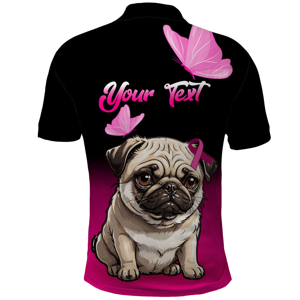 Personalised Pink Out Polo Shirt Pug Dog Breast Cancer Awareness - Wonder Print Shop
