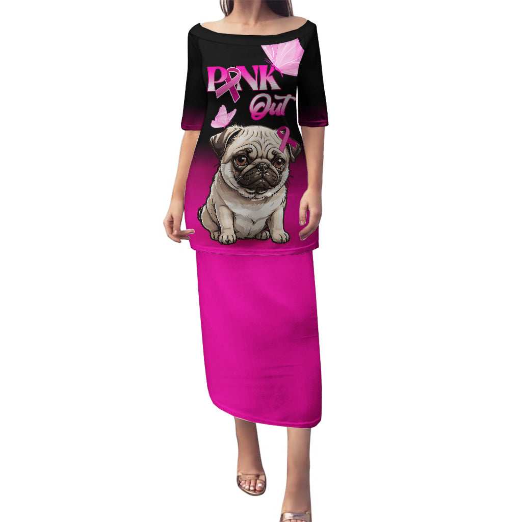 Personalised Pink Out Puletasi Pug Dog Breast Cancer Awareness - Wonder Print Shop