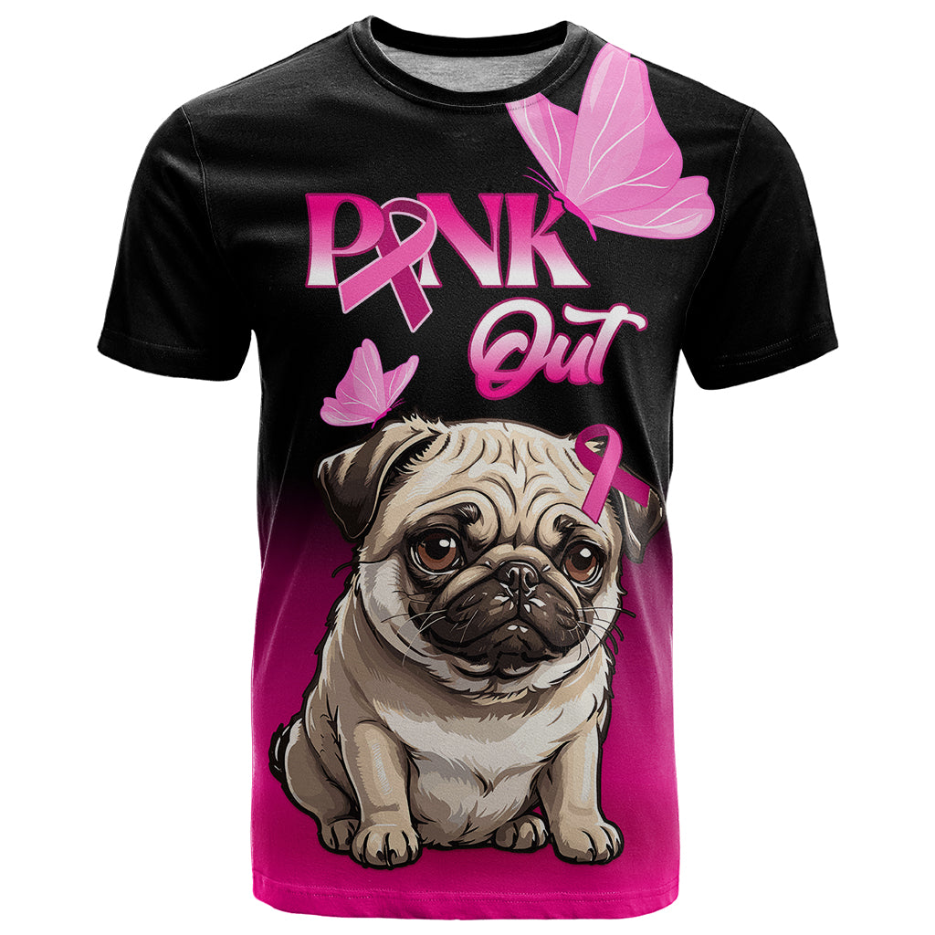 Personalised Pink Out T Shirt Pug Dog Breast Cancer Awareness - Wonder Print Shop