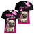 Personalised Pink Out Women V Neck T Shirt Pug Dog Breast Cancer Awareness - Wonder Print Shop