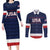 Custom USA Hockey Team Couples Matching Long Sleeve Bodycon Dress and Long Sleeve Button Shirt Go Champions