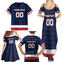 Custom USA Hockey Team Family Matching Summer Maxi Dress and Hawaiian Shirt Go Champions