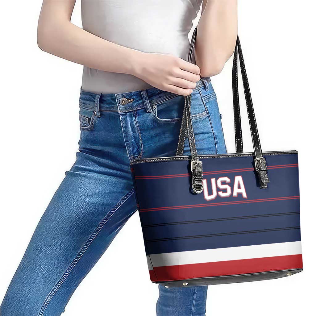USA Hockey Team Leather Tote Bag Go Champions