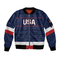 Custom USA Hockey Team Sleeve Zip Bomber Jacket Go Champions