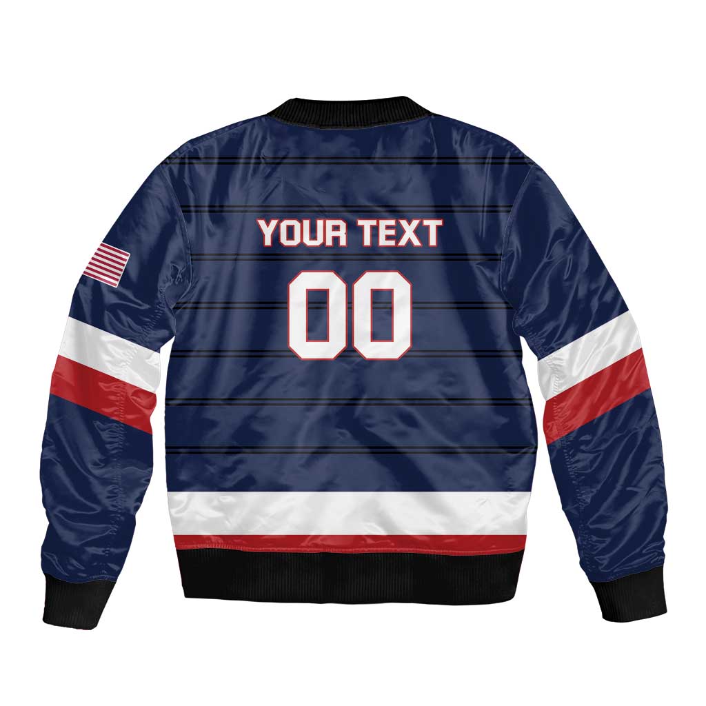 Custom USA Hockey Team Sleeve Zip Bomber Jacket Go Champions