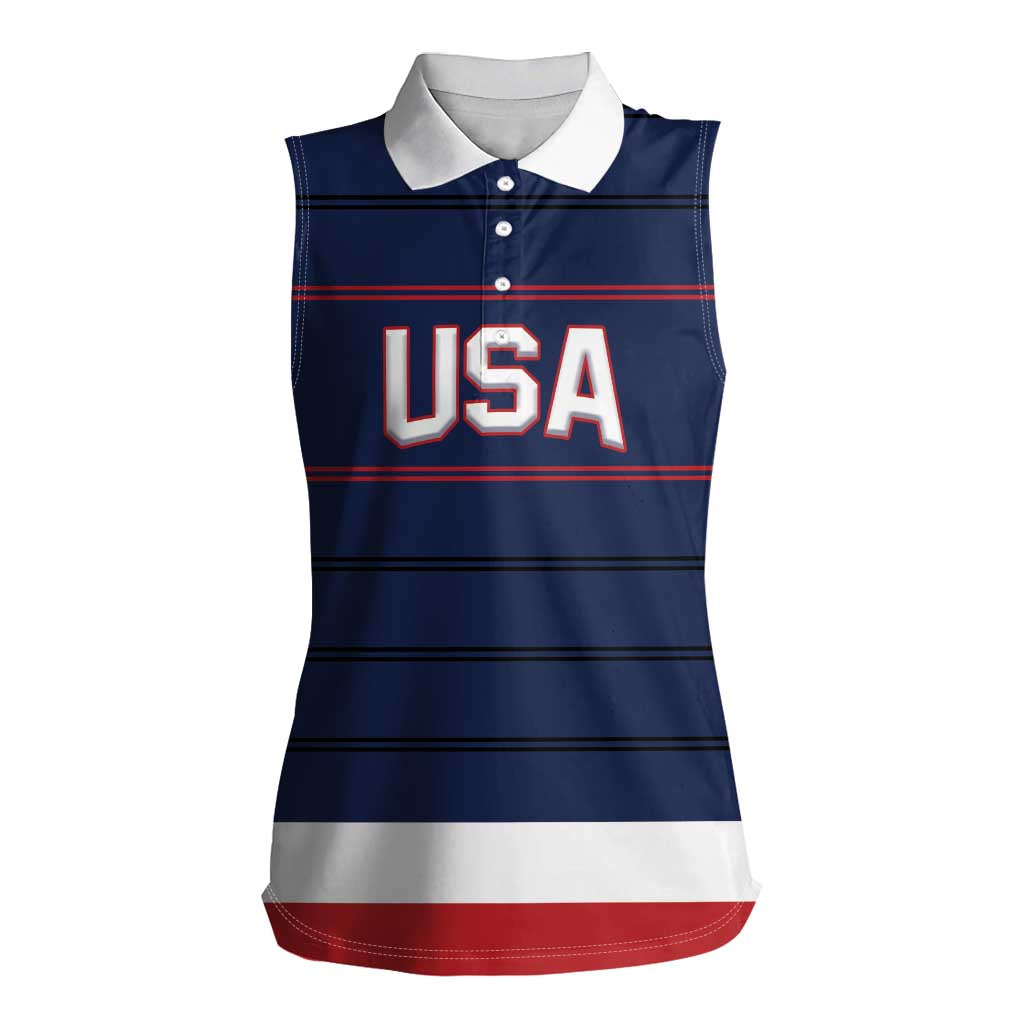 Custom USA Hockey Team Women Sleeveless Polo Shirt Go Champions