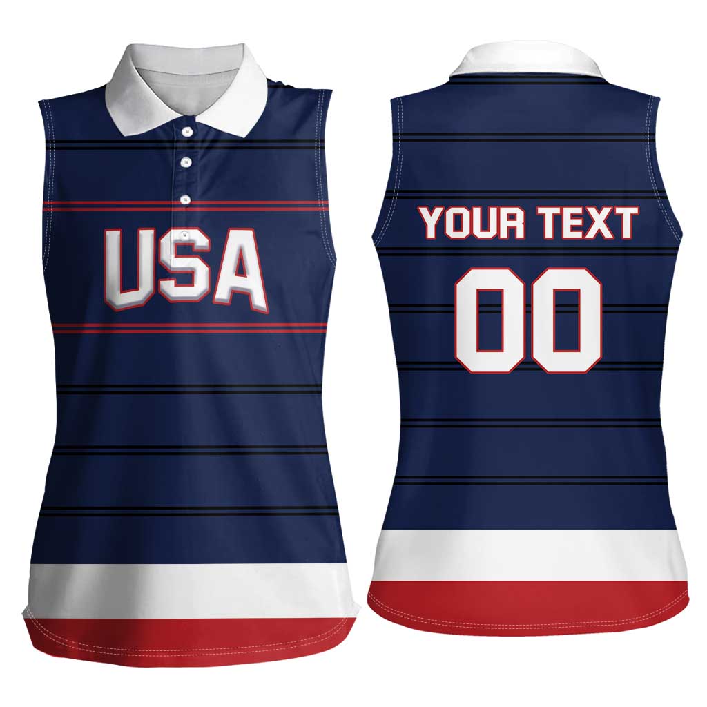 Custom USA Hockey Team Women Sleeveless Polo Shirt Go Champions
