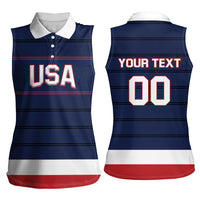 Custom USA Hockey Team Women Sleeveless Polo Shirt Go Champions