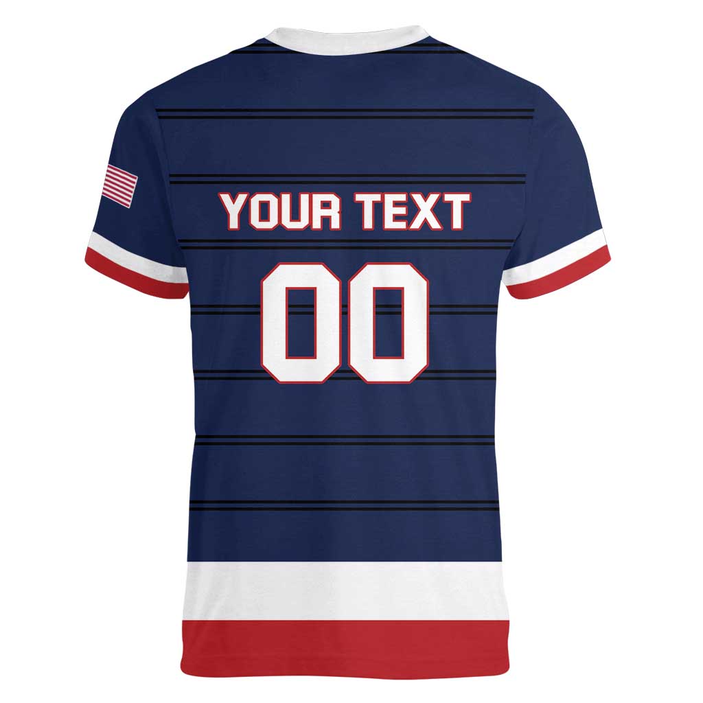 Custom USA Hockey Team Women V-Neck T-Shirt Go Champions