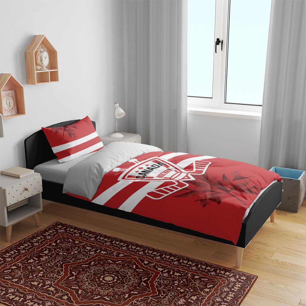 Canada Hockey Team Bedding Set Maple Leaf Red Version