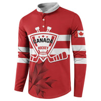Custom Canada Hockey Team Button Sweatshirt Maple Leaf Red Version