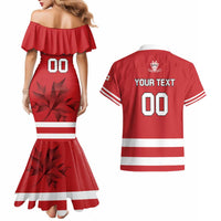 Custom Canada Hockey Team Couples Matching Mermaid Dress and Hawaiian Shirt Maple Leaf Red Version