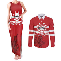Custom Canada Hockey Team Couples Matching Tank Maxi Dress and Long Sleeve Button Shirt Maple Leaf Red Version