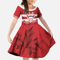 Custom Canada Hockey Team Family Matching Long Sleeve Bodycon Dress and Hawaiian Shirt Maple Leaf Red Version
