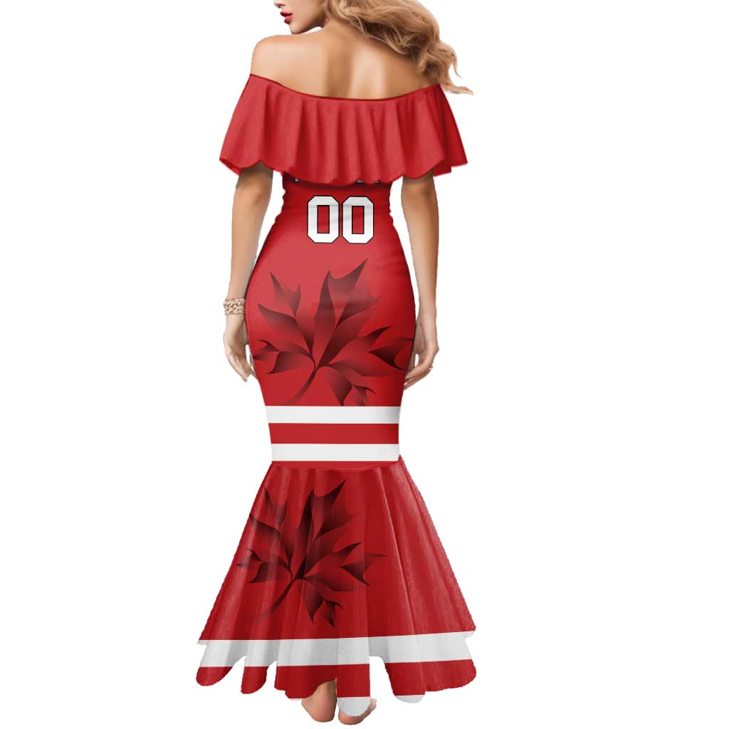 Custom Canada Hockey Team Family Matching Mermaid Dress and Hawaiian Shirt Maple Leaf Red Version
