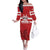 Custom Canada Hockey Team Family Matching Off The Shoulder Long Sleeve Dress and Hawaiian Shirt Maple Leaf Red Version