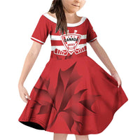 Custom Canada Hockey Team Family Matching Off Shoulder Short Dress and Hawaiian Shirt Maple Leaf Red Version
