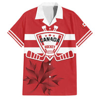 Custom Canada Hockey Team Family Matching Off Shoulder Short Dress and Hawaiian Shirt Maple Leaf Red Version