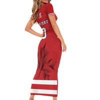 Custom Canada Hockey Team Family Matching Short Sleeve Bodycon Dress and Hawaiian Shirt Maple Leaf Red Version