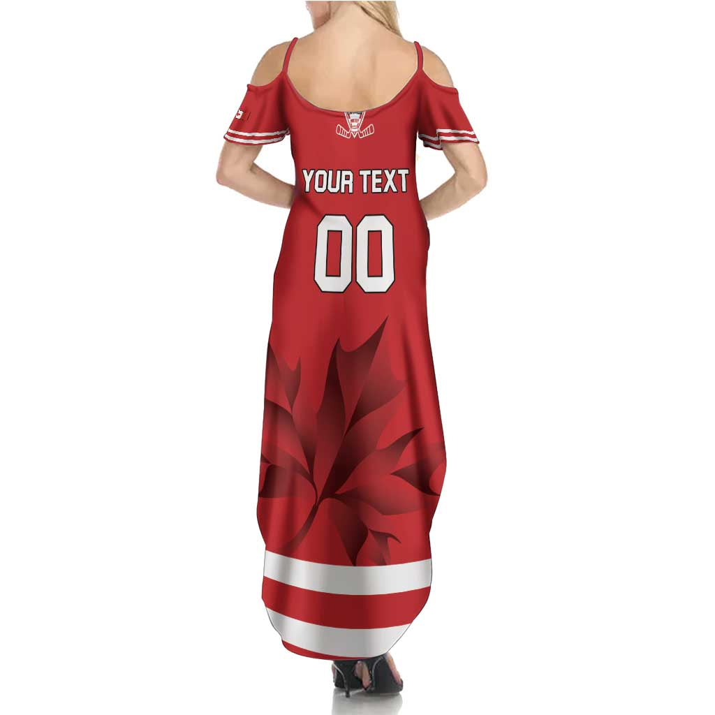 Custom Canada Hockey Team Family Matching Summer Maxi Dress and Hawaiian Shirt Maple Leaf Red Version