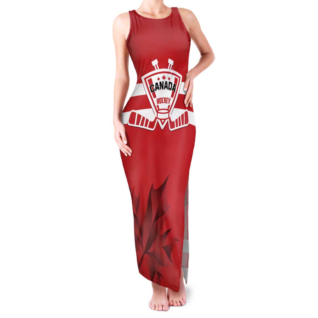 Custom Canada Hockey Team Family Matching Tank Maxi Dress and Hawaiian Shirt Maple Leaf Red Version