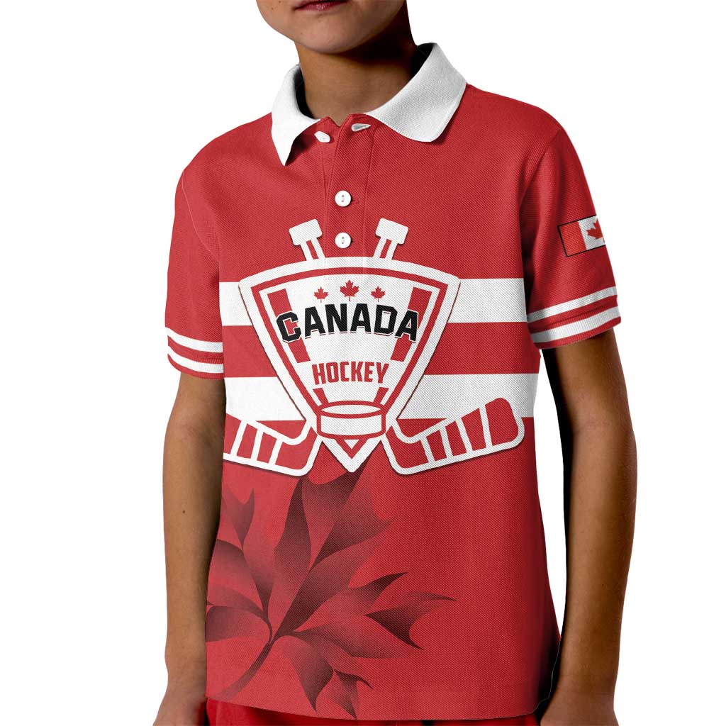 Custom Canada Hockey Team Kid Polo Shirt Maple Leaf Red Version