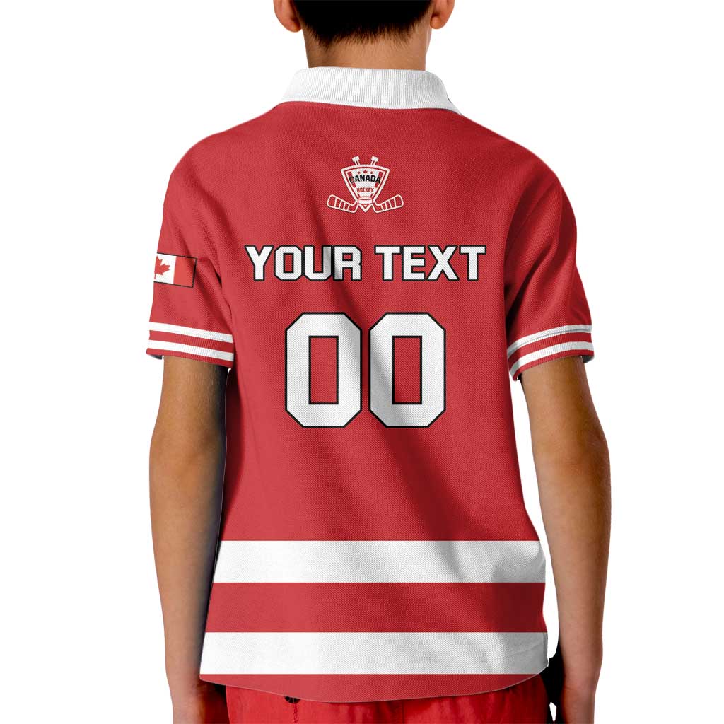 Custom Canada Hockey Team Kid Polo Shirt Maple Leaf Red Version