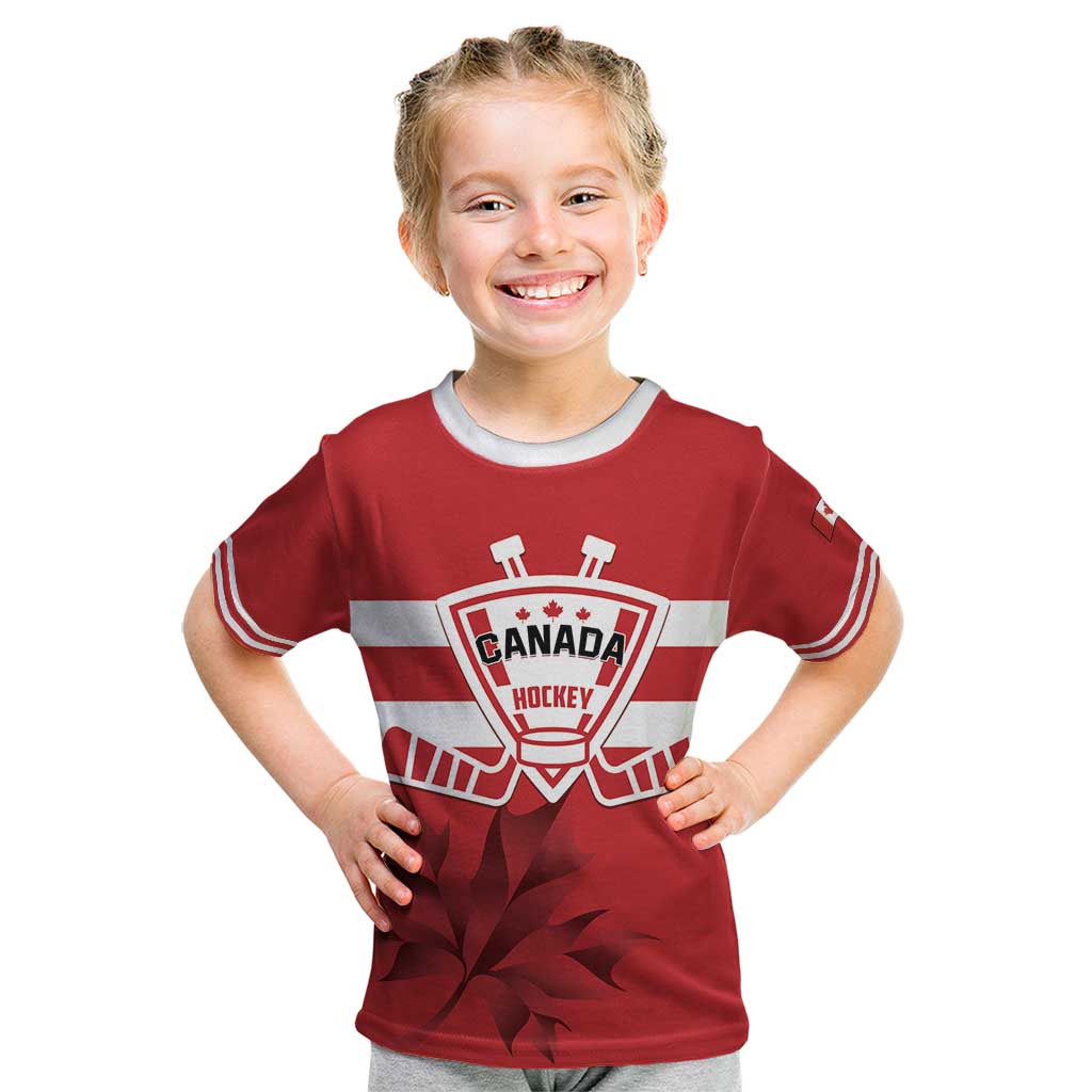 Custom Canada Hockey Team Kid T Shirt Maple Leaf Red Version