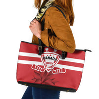 Canada Hockey Team Leather Tote Bag Maple Leaf Red Version