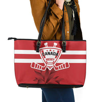 Canada Hockey Team Leather Tote Bag Maple Leaf Red Version
