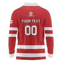 Custom Canada Hockey Team Long Sleeve Polo Shirt Maple Leaf Red Version