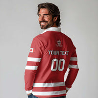 Custom Canada Hockey Team Long Sleeve Polo Shirt Maple Leaf Red Version