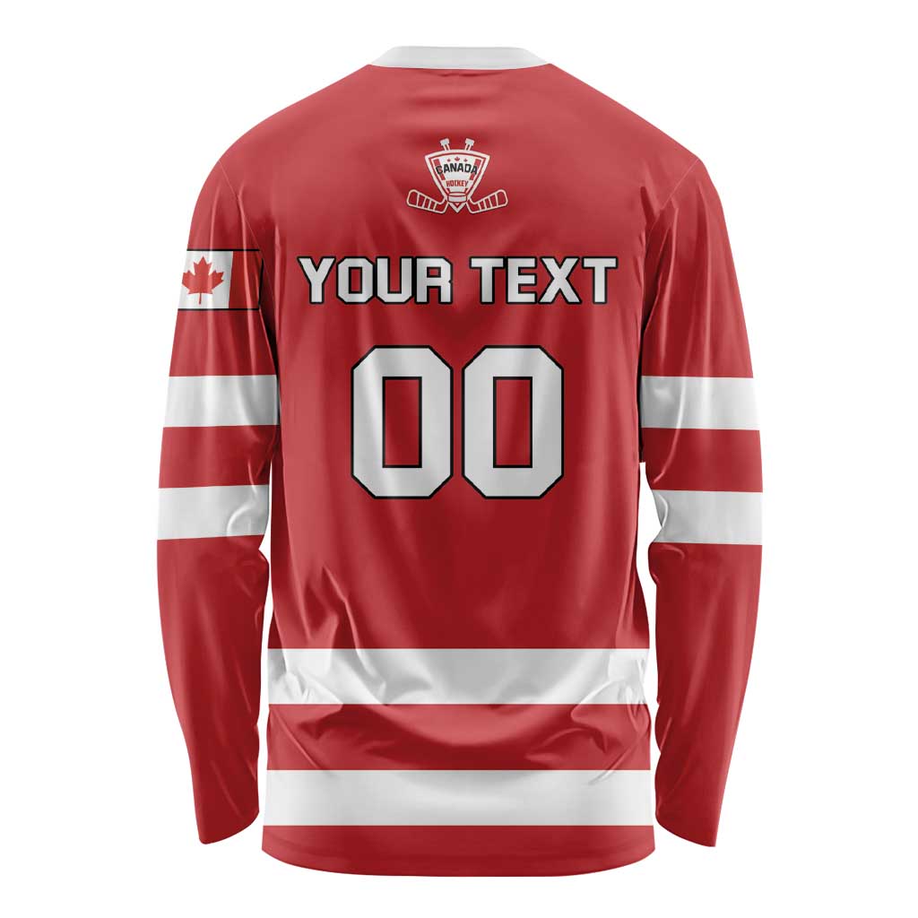 Custom Canada Hockey Team Long Sleeve Shirt Maple Leaf Red Version