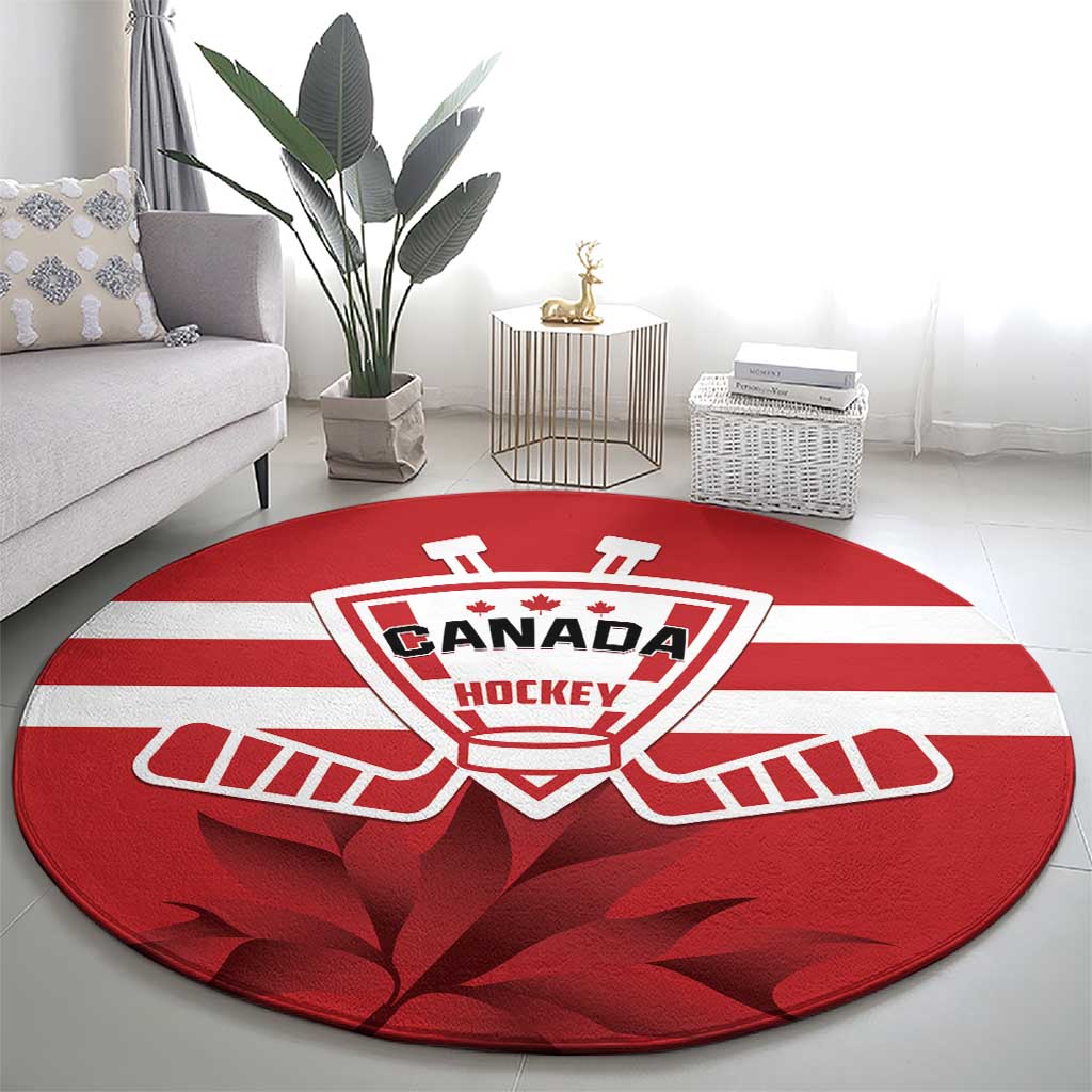 Canada Hockey Team Round Carpet Maple Leaf Red Version