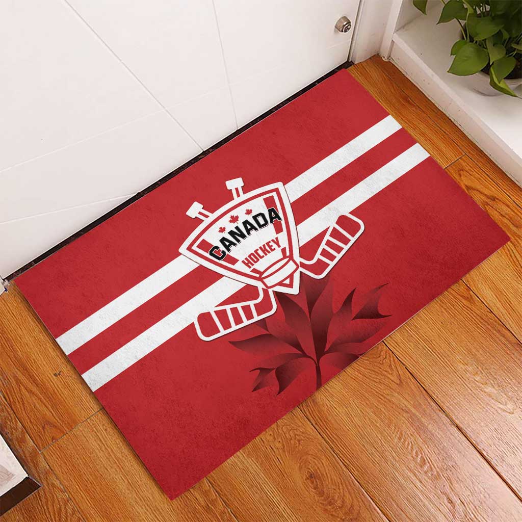 Canada Hockey Team Rubber Doormat Maple Leaf Red Version