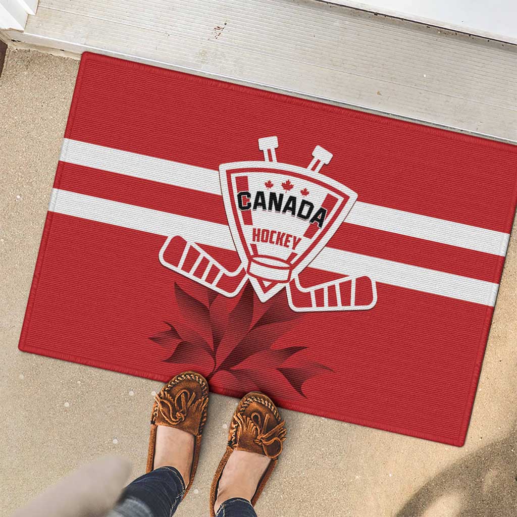 Canada Hockey Team Rubber Doormat Maple Leaf Red Version