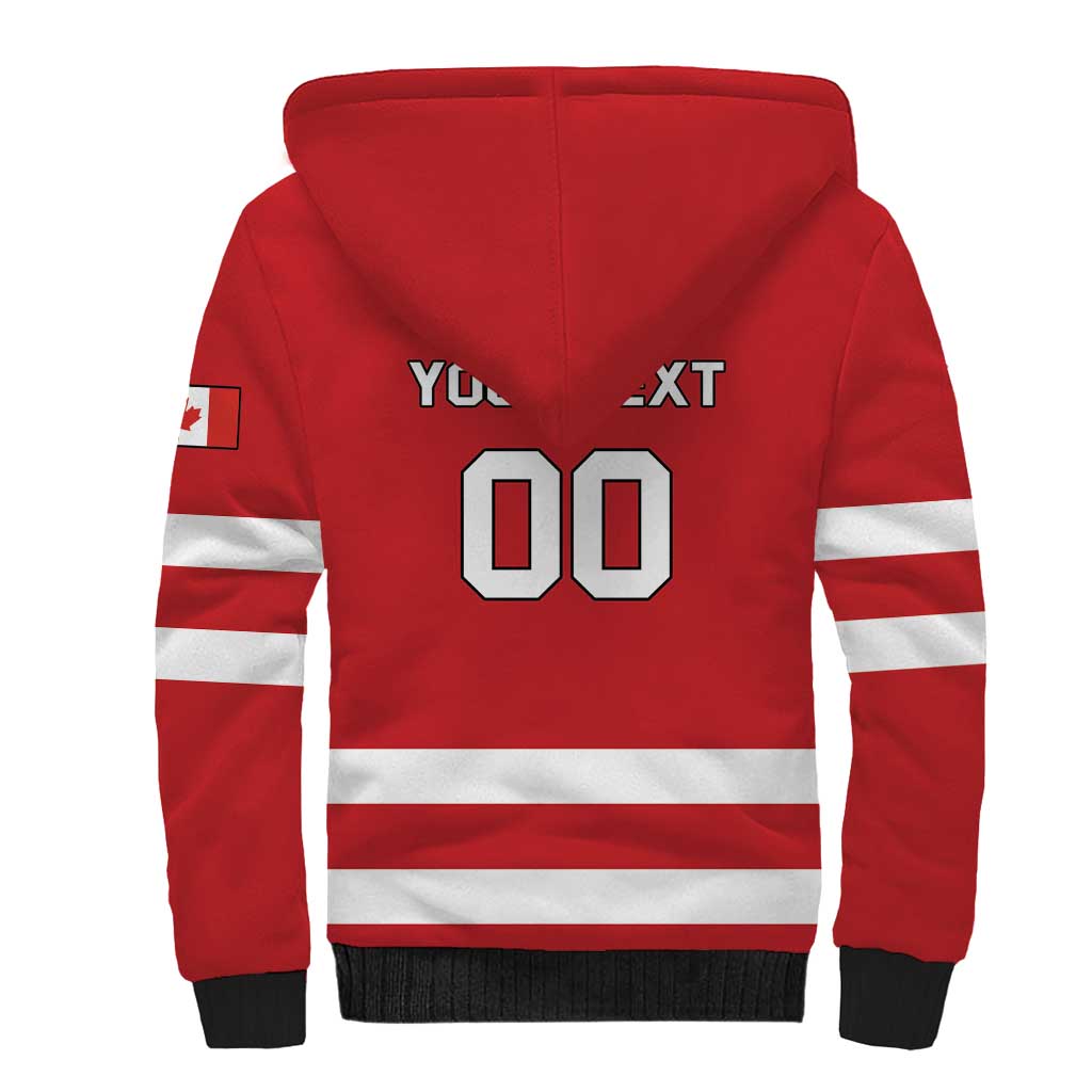 Custom Canada Hockey Team Sherpa Hoodie Maple Leaf Red Version