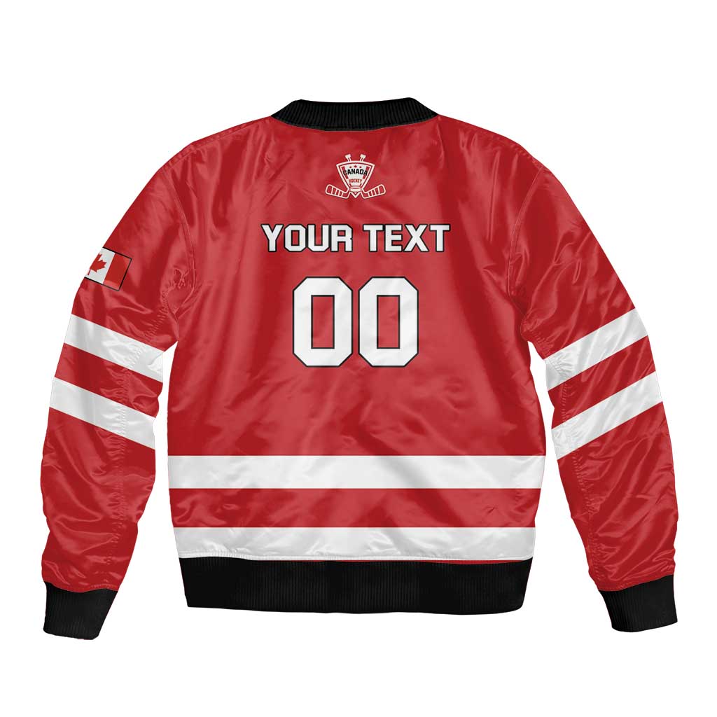 Custom Canada Hockey Team Sleeve Zip Bomber Jacket Maple Leaf Red Version