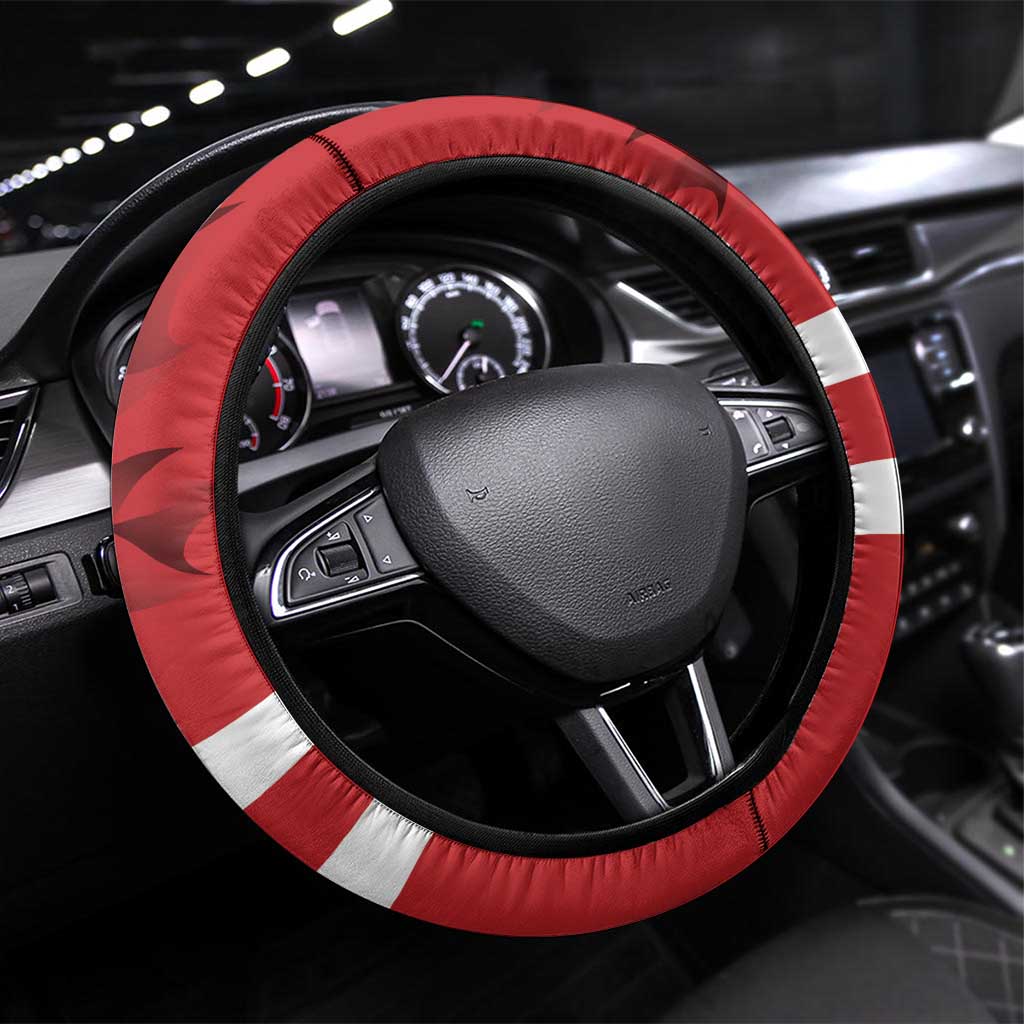 Canada Hockey Team Steering Wheel Cover Maple Leaf Red Version