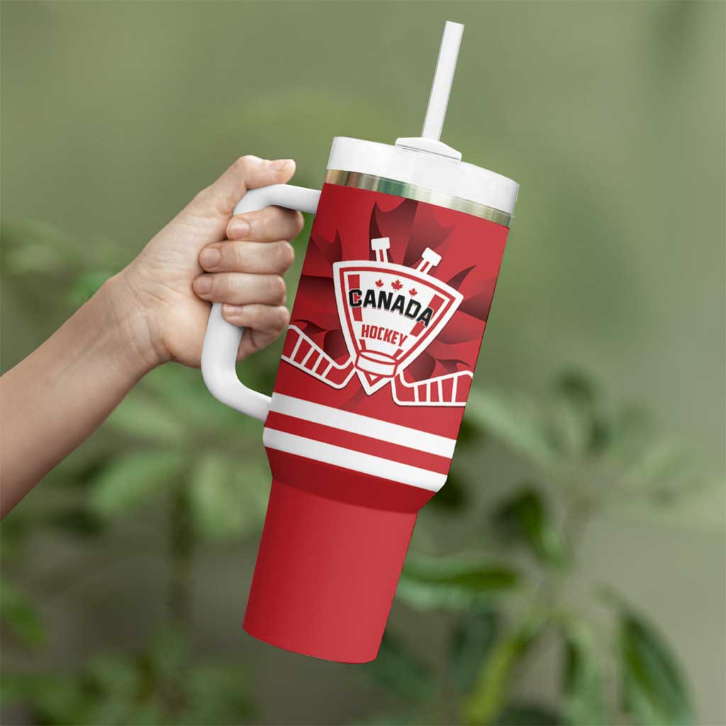 Custom Canada Hockey Team Tumbler With Handle Maple Leaf Red Version