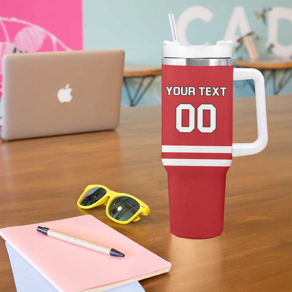 Custom Canada Hockey Team Tumbler With Handle Maple Leaf Red Version