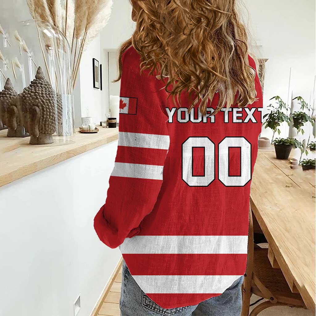 Custom Canada Hockey Team Women Casual Shirt Maple Leaf Red Version