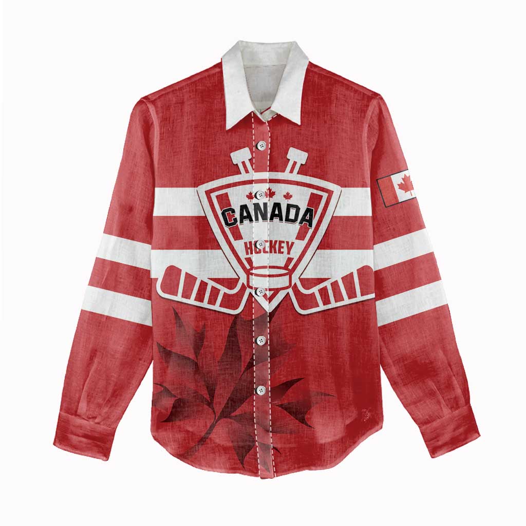 Custom Canada Hockey Team Women Casual Shirt Maple Leaf Red Version