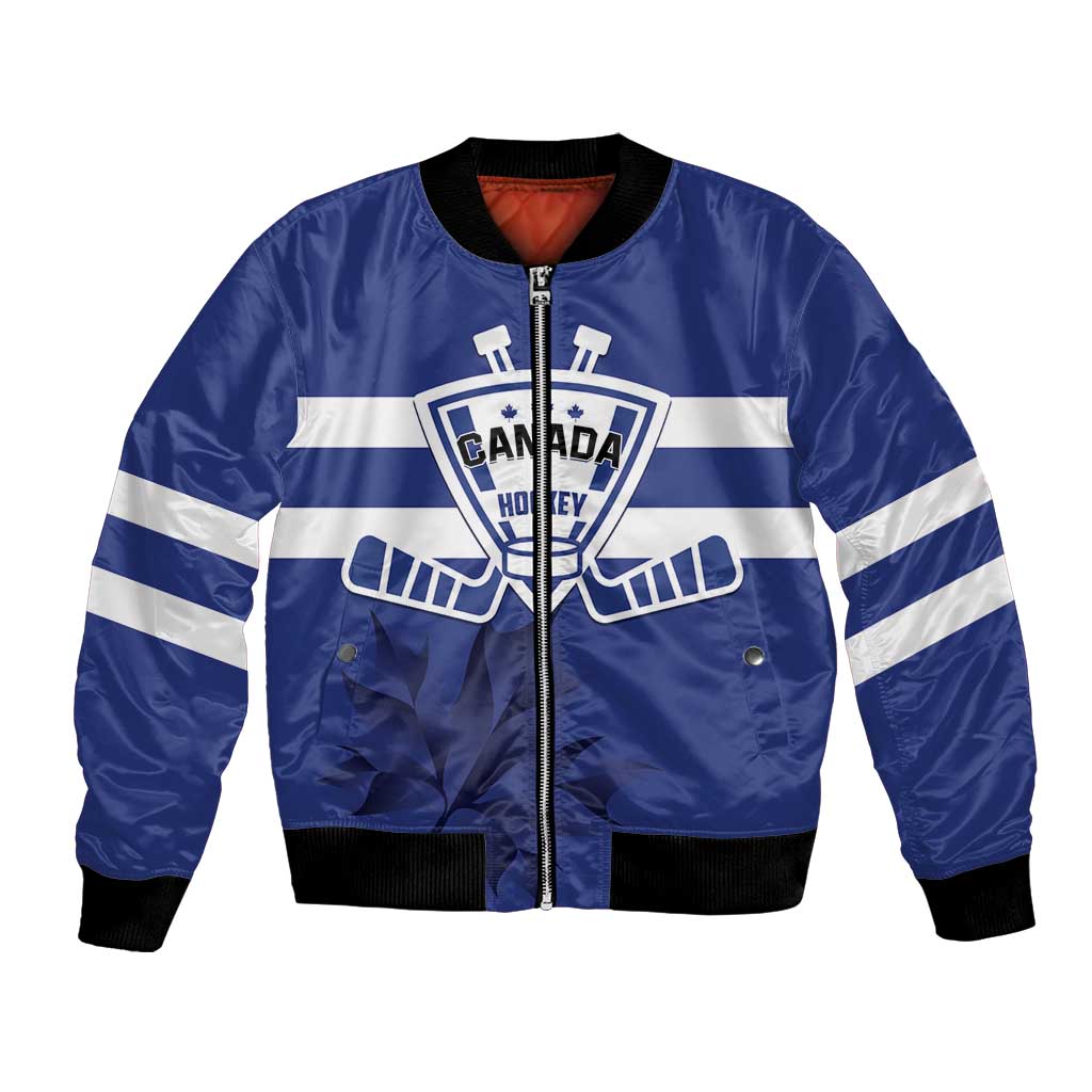 Custom Canada Hockey Team Bomber Jacket Maple Leaf Blue Version