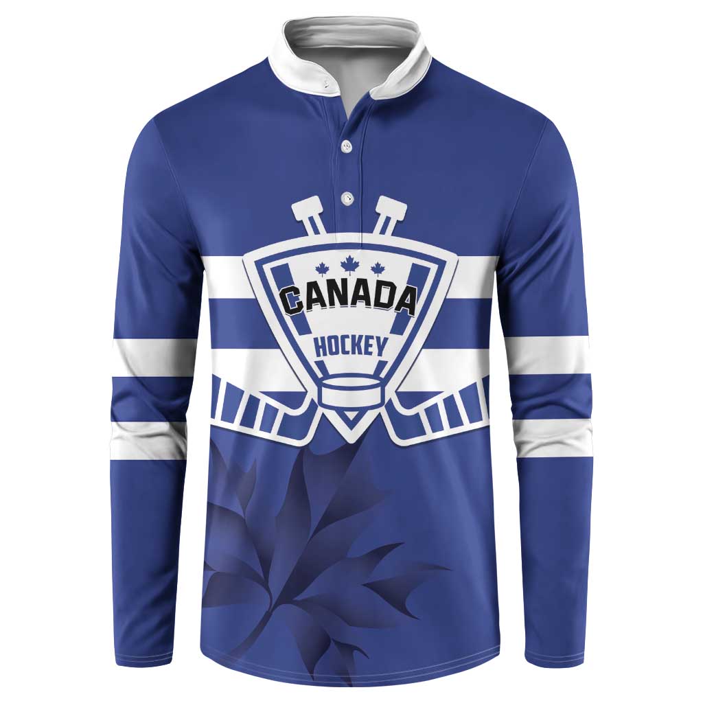 Custom Canada Hockey Team Button Sweatshirt Maple Leaf Blue Version