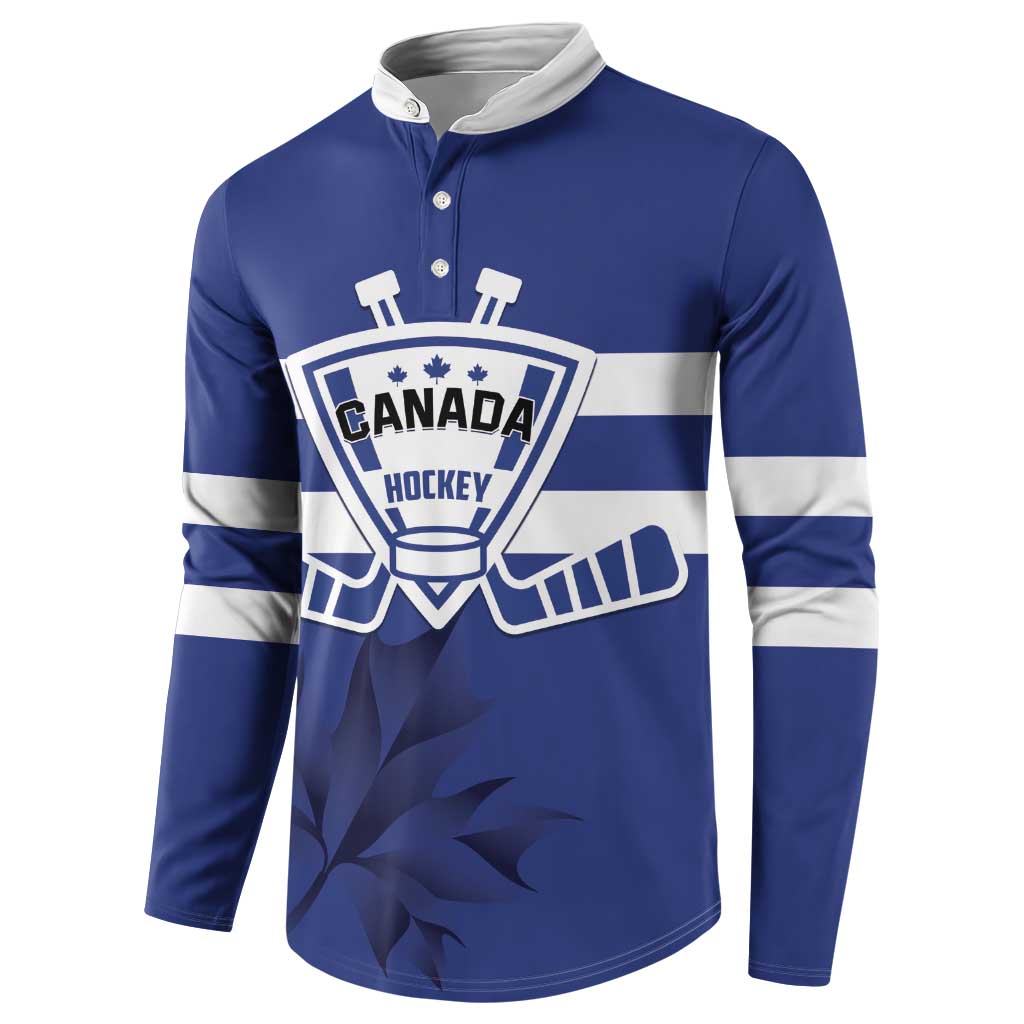 Custom Canada Hockey Team Button Sweatshirt Maple Leaf Blue Version