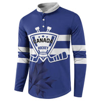 Custom Canada Hockey Team Button Sweatshirt Maple Leaf Blue Version